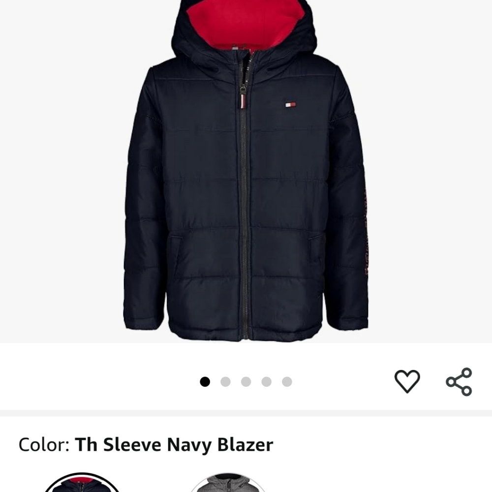 Tommy Hilfiger Blue Puffer Jacket with Hood and Quilted Design